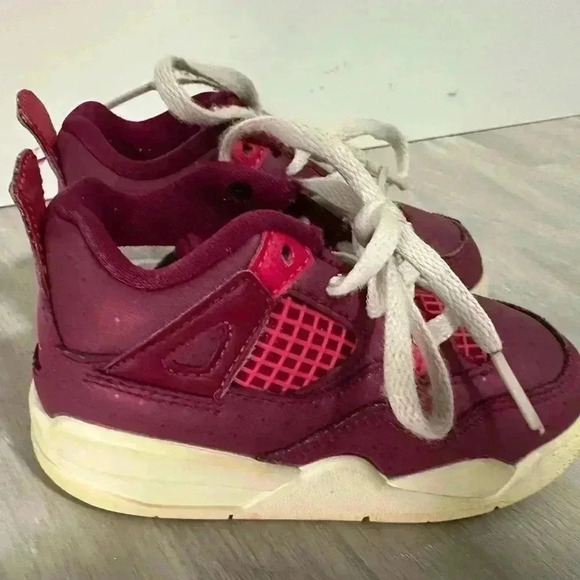 8. NIKE JORDAN 4 RETRO TRUE BERRY RUSH PINK WHITE Sneakers Toddler 7 C. - Picture 4 of 8